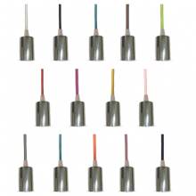 Chromová závěsná lampa s barevným kabelem (14 barev)